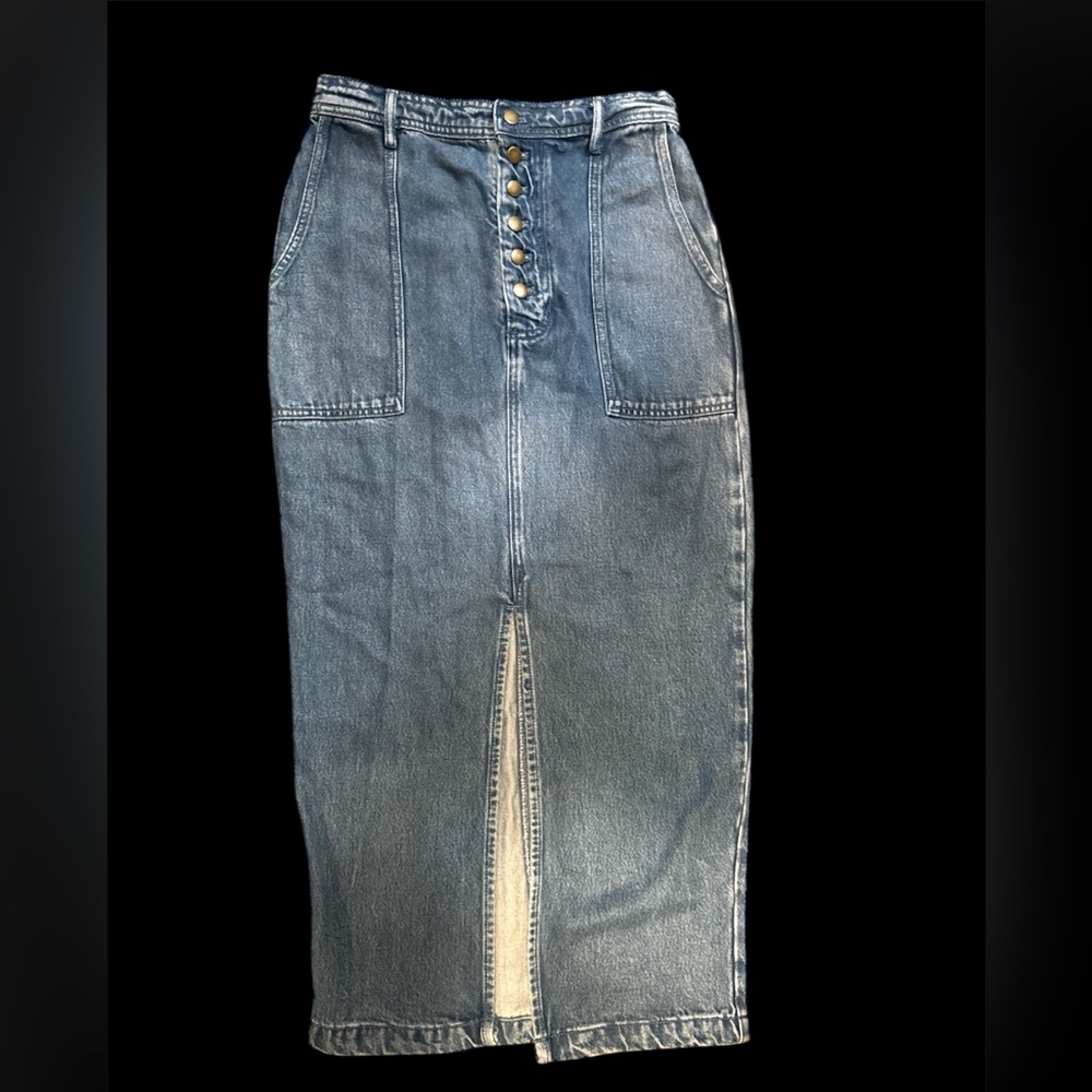 Young Fabulous & Broke Denim Maxi Skirt with Slit